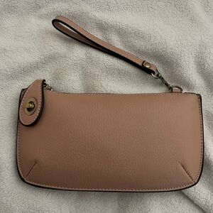 Joy Susan Blush Pink Leather Wristlet crossbody Clutch